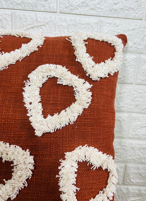 Set of 2 Hand Embroidery Decorative Art Boho Pillow Heart Shape Cushion Cover