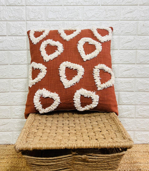 Set of 2 Hand Embroidery Decorative Art Boho Pillow Heart Shape Cushion Cover