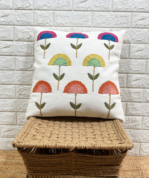 Indihomecraft Set of 2 Hand Embroidery Decorative Art Boho Pillow Lotus Shape Cushion Cover