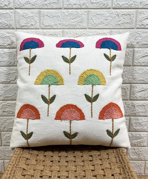 Indihomecraft Set of 2 Hand Embroidery Decorative Art Boho Pillow Lotus Shape Cushion Cover