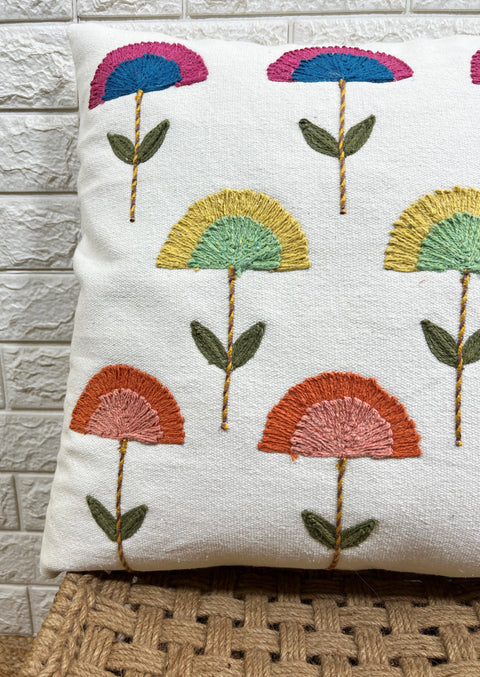 Indihomecraft Set of 2 Hand Embroidery Decorative Art Boho Pillow Lotus Shape Cushion Cover