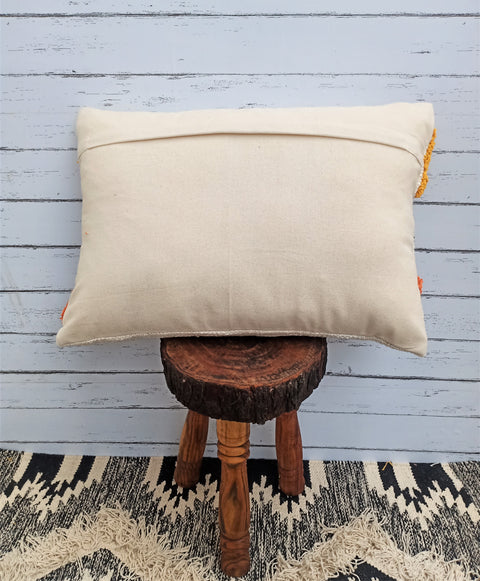 Tufted Texture Boho Ivory and Mustard Yellow Stripe Cushion Cover