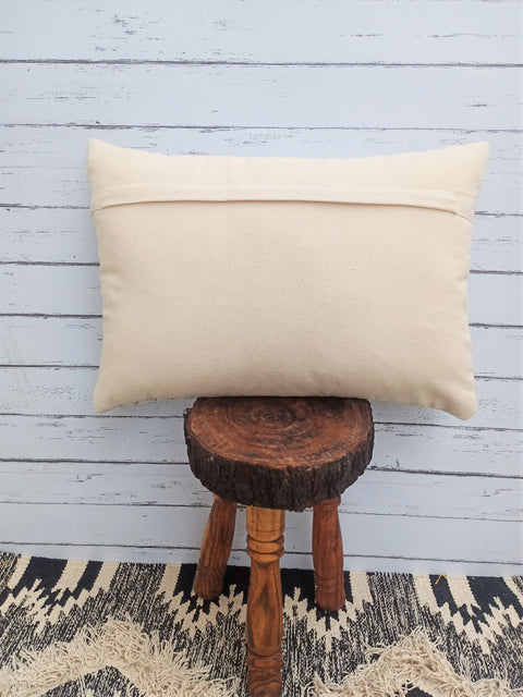 Set Of 3 Hand Tufted Texture Boho Off-White Blue Stripe Cushion Cover