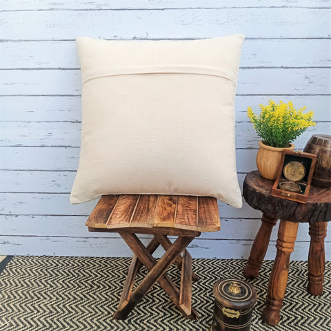 Set Of 3 Hand Kantha Texture Boho Off-White Black Tassel Cushion Cover