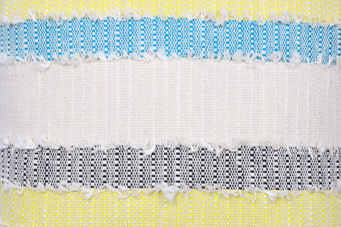 Tufted Texture Boho Off-White and Yellow Fringe Cushion Cover