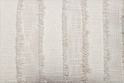 Hand Loom Woven Texture Boho Off-White and Off-White Fringe Cushion Cover