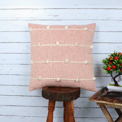 Set Of 2 Hand Tufted Texture Boho Pink White Stripe Cushion Cover