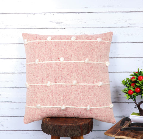 Set Of 3 Hand Tufted Texture Boho Pink White Stripe Cushion Cover