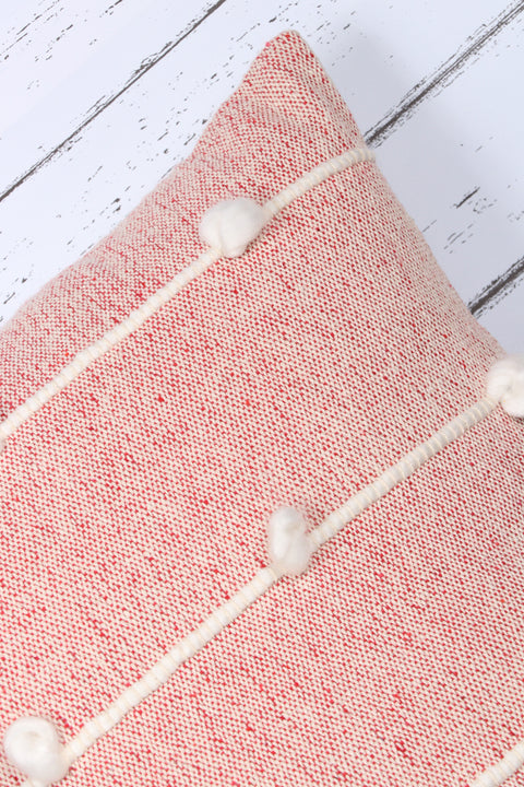 Set Of 2 Hand Tufted Texture Boho Pink White Stripe Cushion Cover