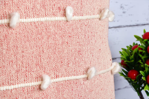 Set Of 2 Hand Tufted Texture Boho Pink White Stripe Cushion Cover