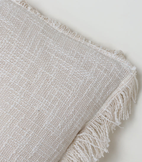 Set Of 3 Hand Tufted Texture Boho Off-White Off-White Fringe Cushion Cover