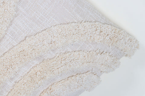 Set Of 3 Tufted Texture Boho Ivory Ivory Tassel Cushion Cover