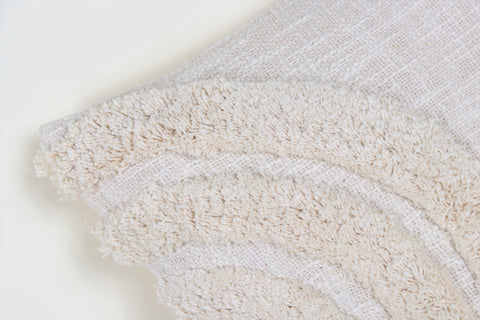 Set Of 2 Tufted Texture Boho Ivory Ivory Tassel Cushion Cover