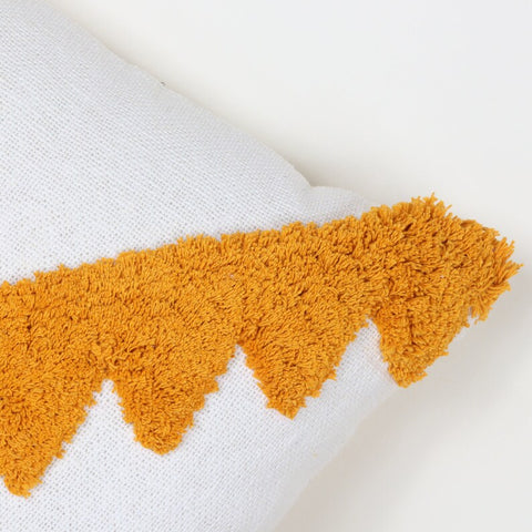 Set Of 2 Hand Tufted Texture Boho White Yellow Fringe Cushion Cover