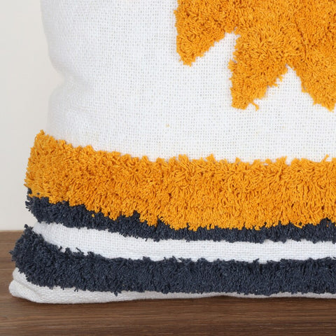 Set Of 3 Hand Tufted Texture Boho White Yellow Fringe Cushion Cover