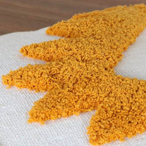 Set Of 2 Hand Tufted Texture Boho White Yellow Fringe Cushion Cover