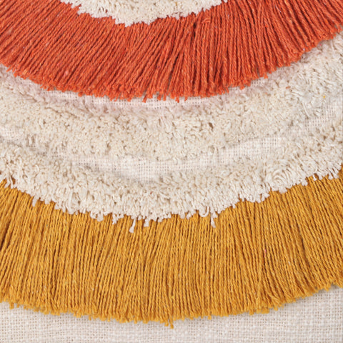 Set Of 3 Tufted Texture Boho Ivory Mustard Yellow Fringe Cushion Cover