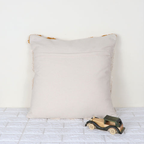 Set Of 3 Tufted Texture Boho Ivory Mustard Yellow Fringe Cushion Cover