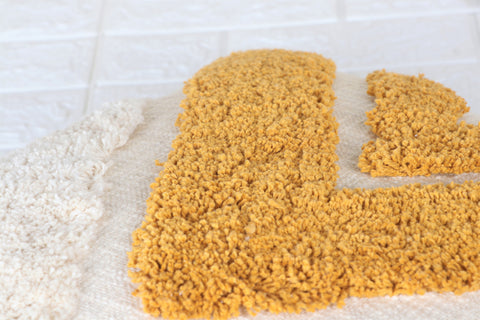 Set Of 3 Tufted Texture Boho Ivory Mustard Yellow Fringe Cushion Cover