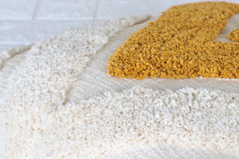Set Of 3 Tufted Texture Boho Ivory Mustard Yellow Fringe Cushion Cover