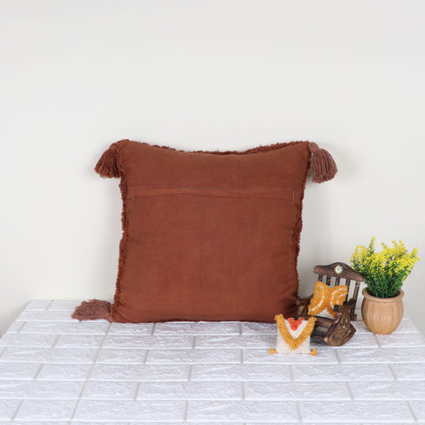 Tufted Texture Boho Brown Fringe Cushion Cover