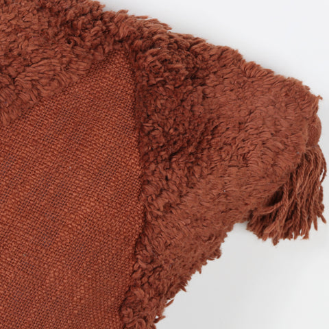 Tufted Texture Boho Brown Fringe Cushion Cover