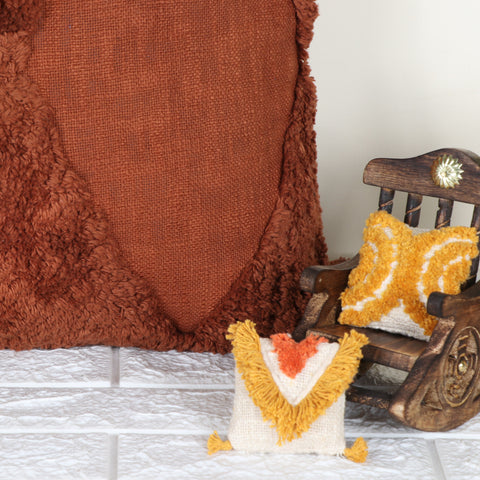 Tufted Texture Boho Brown Fringe Cushion Cover