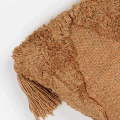 Tufted Texture Boho Mustard Yellow Fringe Cushion Cover