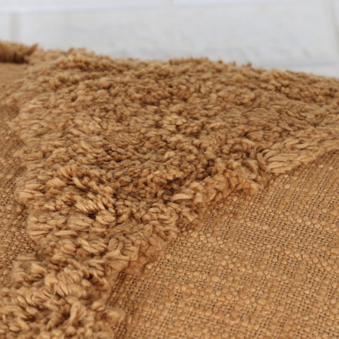 Tufted Texture Boho Mustard Yellow Fringe Cushion Cover
