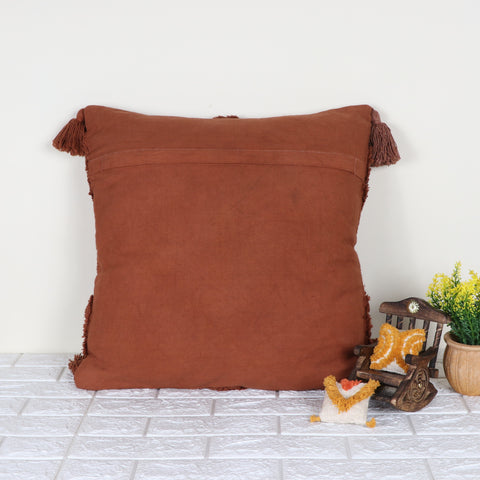 Tufted Texture Boho Brown Fringe Cushion Cover