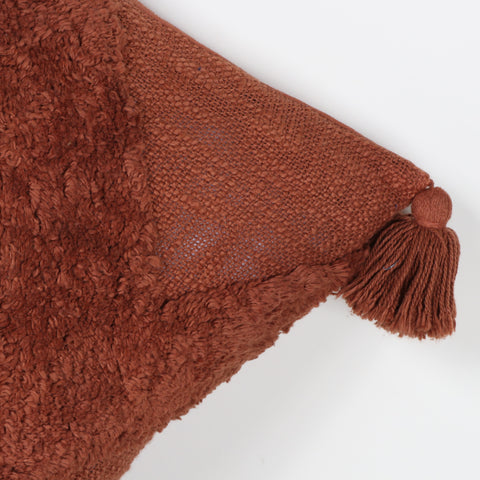 Tufted Texture Boho Brown Fringe Cushion Cover