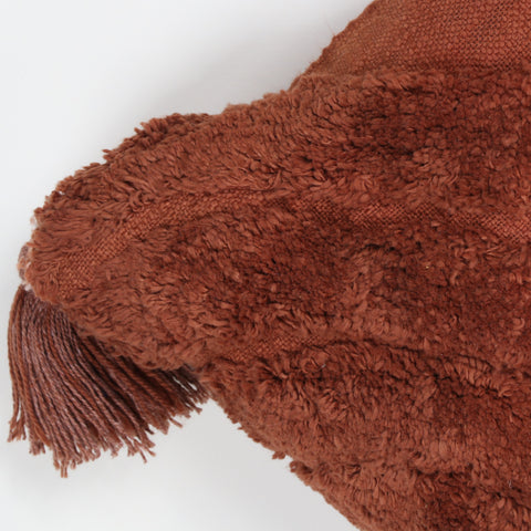 Tufted Texture Boho Brown Fringe Cushion Cover