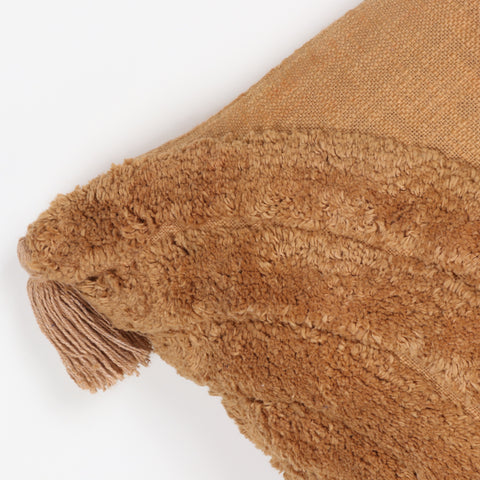 Tufted Texture Boho Mustard Yellow Fringe Cushion Cover