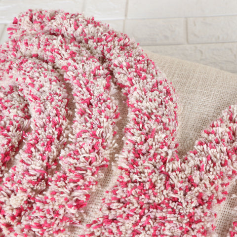 Set Of 2 Hand Tufted Texture Boho Ivory Pink Fringe Cushion Cover