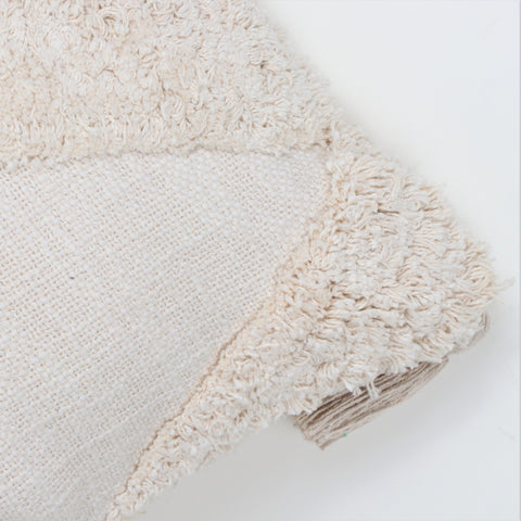 Hand Tufted Texture Boho Off-White Fringe Cushion Cover