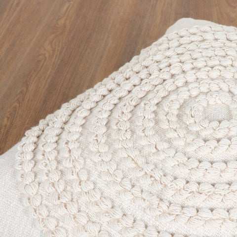Set Of 3 Hand Tufted Texture Boho Ivory Fringe Cushion Cover