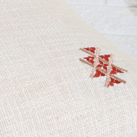 Set Of 2 Tufted Texture Boho Off-White Red Fringe Cushion Cover