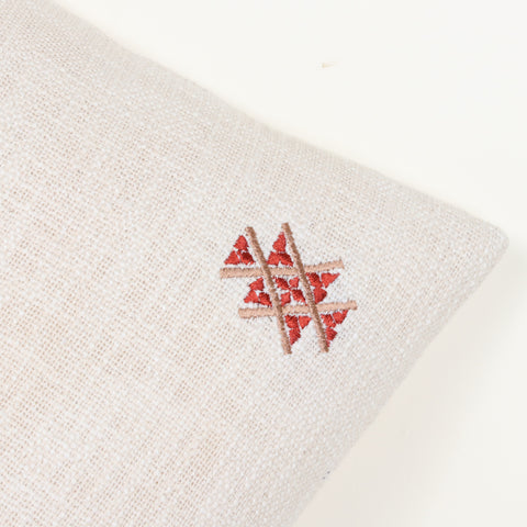 Tufted Texture Boho Off-White and Red Fringe Cushion Cover