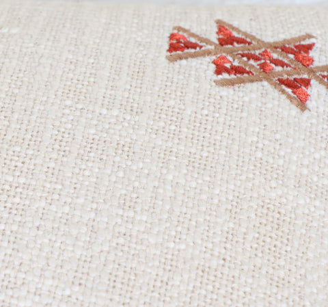 Set Of 2 Tufted Texture Boho Off-White Red Fringe Cushion Cover