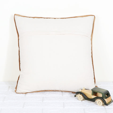 Tufted Texture Boho Off-White and Red Fringe Cushion Cover