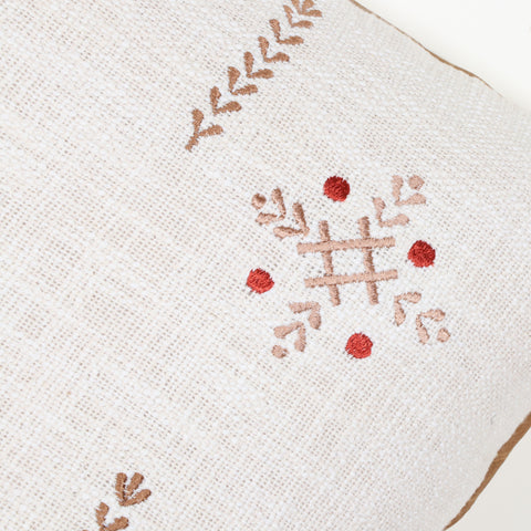 Set Of 3 Tufted Texture Boho Off-White Red Fringe Cushion Cover