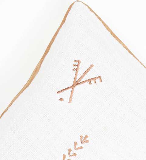 Tufted Texture Boho Off-White and Red Fringe Cushion Cover