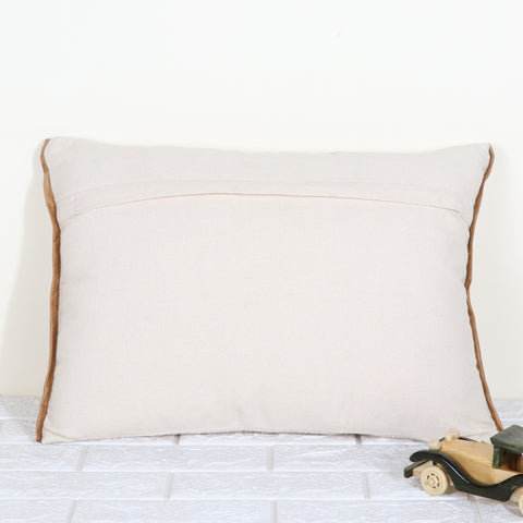 Set Of 2 Tufted Texture Boho Off-White Red Fringe Cushion Cover