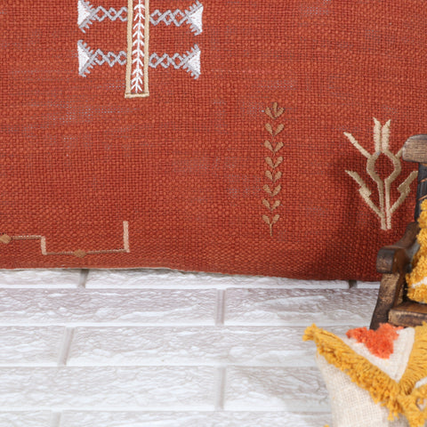 Set Of 3 Tufted Texture Boho Brick Red Off-White Cushion Cover