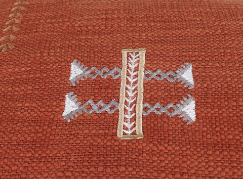Set Of 3 Tufted Texture Boho Brick Red Off-White Cushion Cover