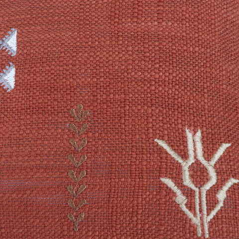 Set Of 3 Tufted Texture Boho Brick Red Off-White Cushion Cover