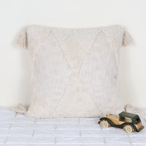 Tufted Texture Boho Ivory and Ivory Cushion Cover
