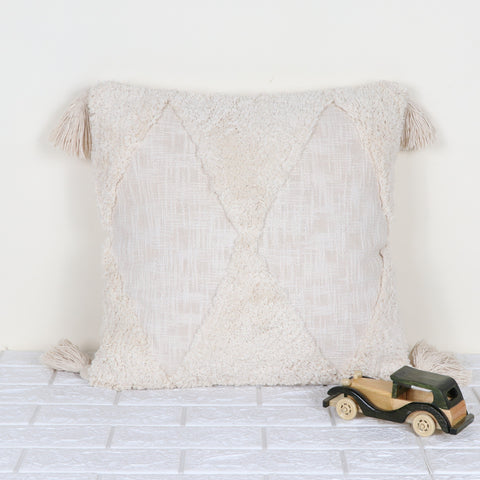 Set Of 3 Tufted Texture Boho Ivory Ivory Cushion Cover
