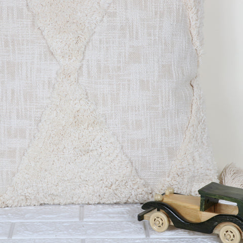 Set Of 3 Tufted Texture Boho Ivory Ivory Cushion Cover
