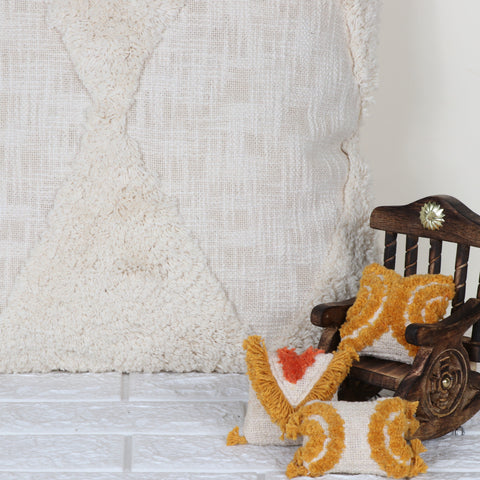 Set Of 3 Tufted Texture Boho Ivory Ivory Cushion Cover